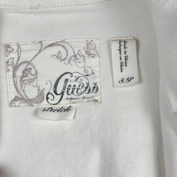 VTG. Guess Utility Peplum Stretch Demin Womens Jacket White Small Y2K Cottage - Picture 3 of 11